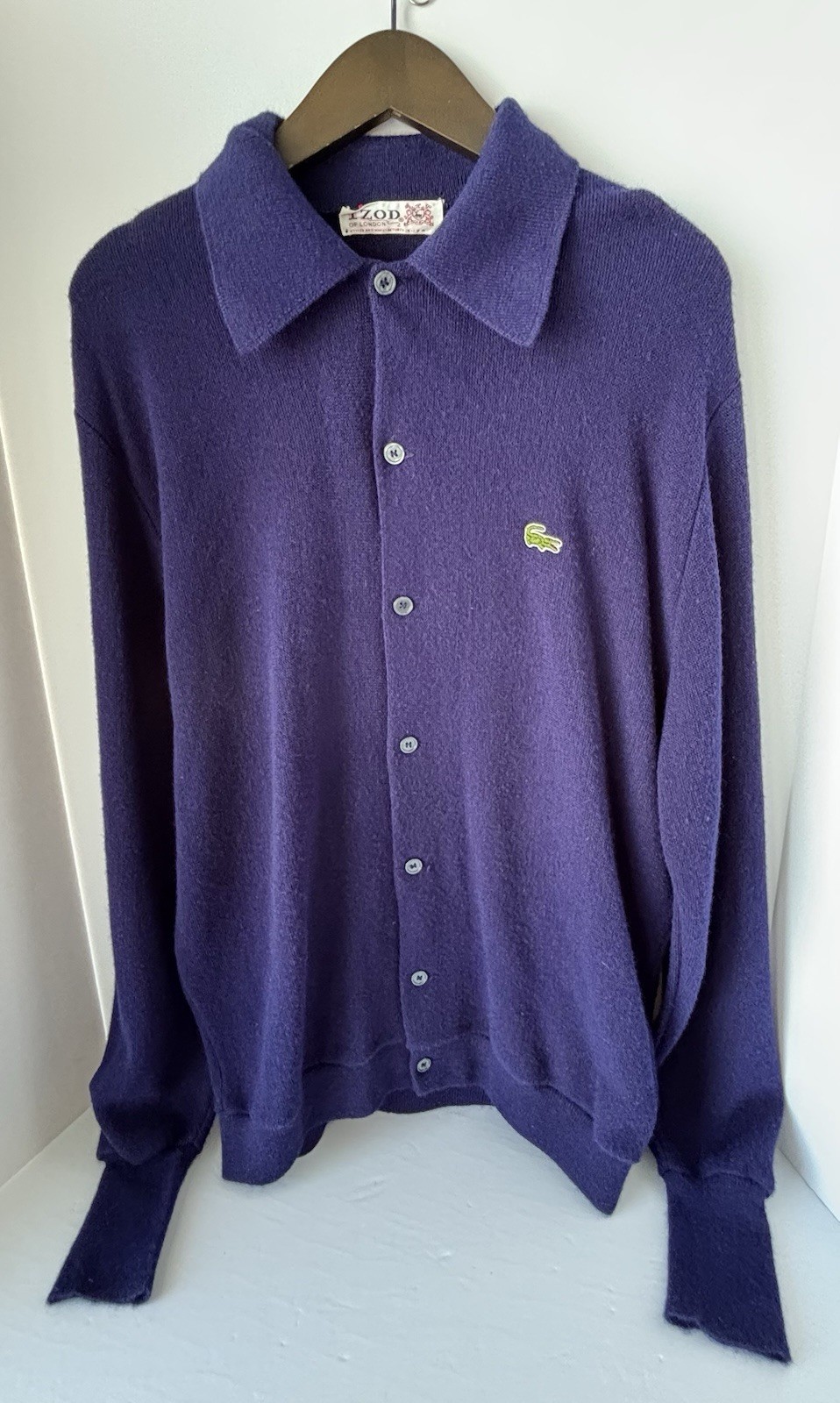 Vintage IZOD Lacoste Mens Cardigan XL Navy Blue Grandpacore Cottagecore Grandpa