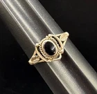 SZ 8.5 Vintage Sterling Silver Black Onyx Native Southwest Dainty Ring 925