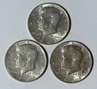 Lot of Three (3) Nice 90% Silver Kennedy Half Dollars 1964 - P - BU/AU