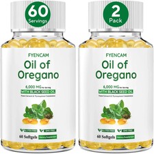 Oil of Oregano with Black Seed Oil, 6000mg Oregano Oil Capsules Organic with Car