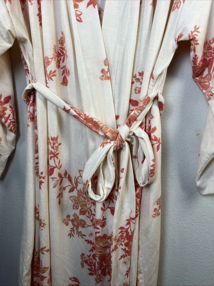 Bata de salón de media pantorrilla Sonoma suave de maternidad XXL 2XL floral melocotón ligera nueva sin etiquetas Foto 4 de 4