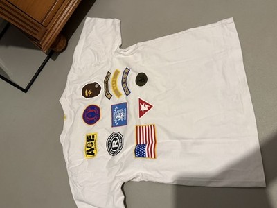Authentic BAPE Multi Logo Patch T-Shirt White Size M Made In Japan Streetwear