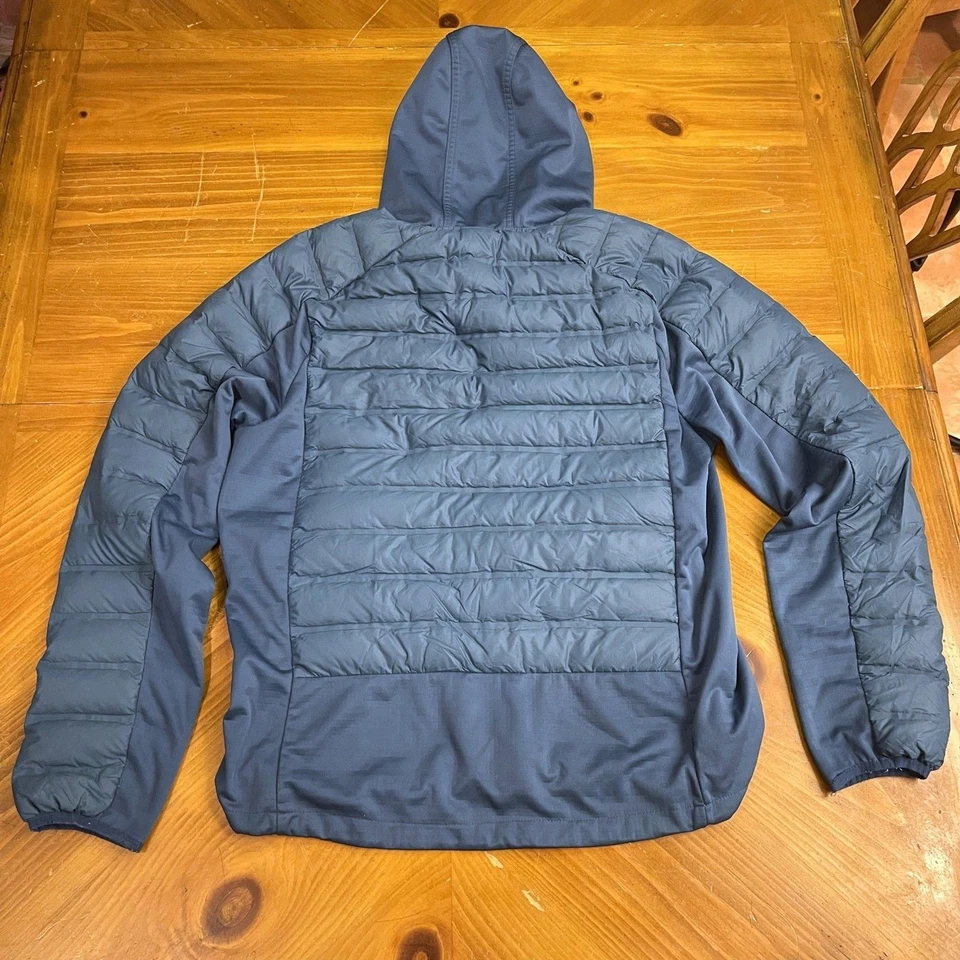 Gerry Blue Down Puffer Jacket Hiking Hood Full Zip Lightweight Mens L - Image 3 of 4