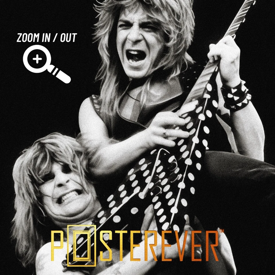 Ozzy Osbourne & Randy Rhoads 1982 B&W Live Poster – Mr. Crowley Tribute Wall Art - Image 4 of 4