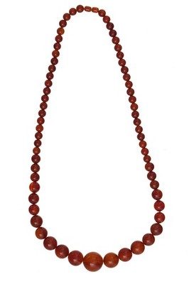 Ancien Collier De Perles Fantaisie En Bakélite Vintage – Marron