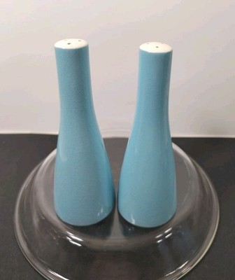 Mikasa Cera-Stone Salt & Pepper Shakers Mid-Century Blue, Ceramic, VTG, MCM, GUC