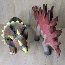 Dinosaur Lot Of 2 Jumbo Size Triceratops 16" x 7"  Stegosaurus 17"x8"