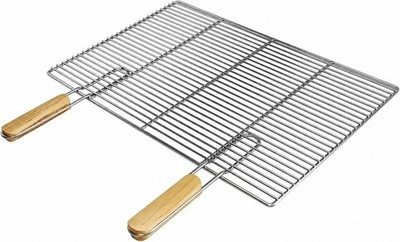 Grillrost 54 x 34 cm Edelstahl rechteckig mit abnehmbare Griffe Grillgitter BBQ