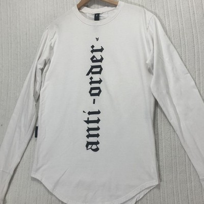 The Anti Order Long Sleeve T Shirt White Gothic Text Thumb Hole Mens