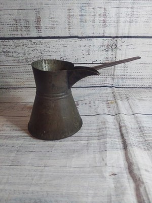 Antique Hand Hammered Copper Brass Turkish-style Melting Coffee Pot Long Handle