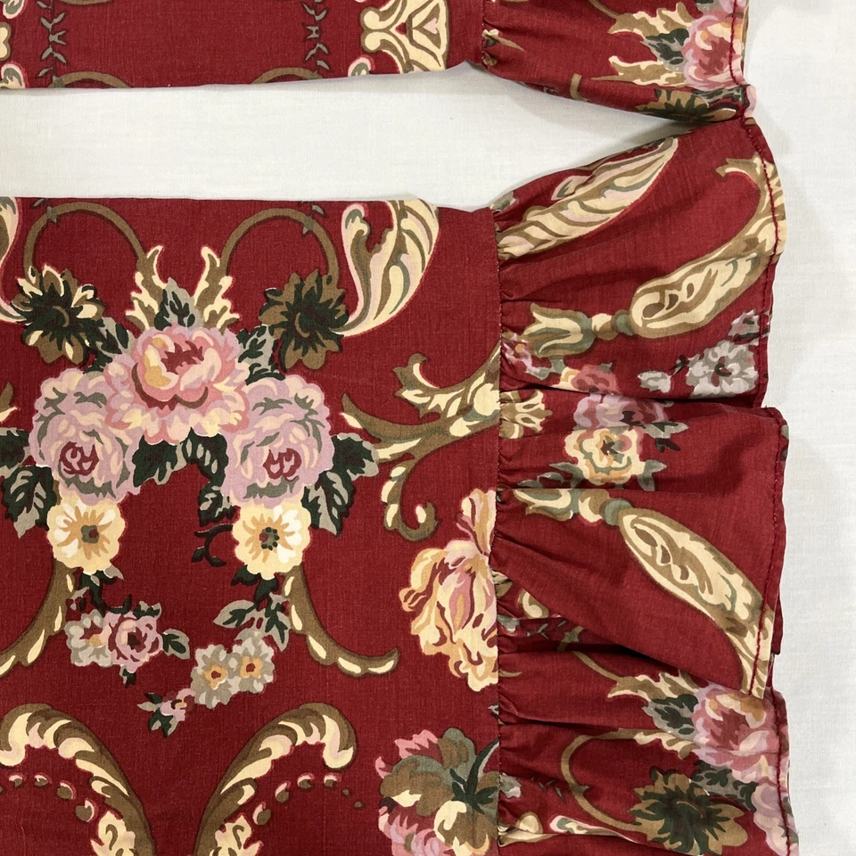 2 Vintage Ralph Lauren Pillowcases Red Florals Cotton Ruffled French Cottage - Image 4 of 4