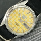 SEIKO 5 AUTOMATIC JAPAN 7009A MENS VINTAGE YELLOW COLOR DIAL WATCH a2422-U