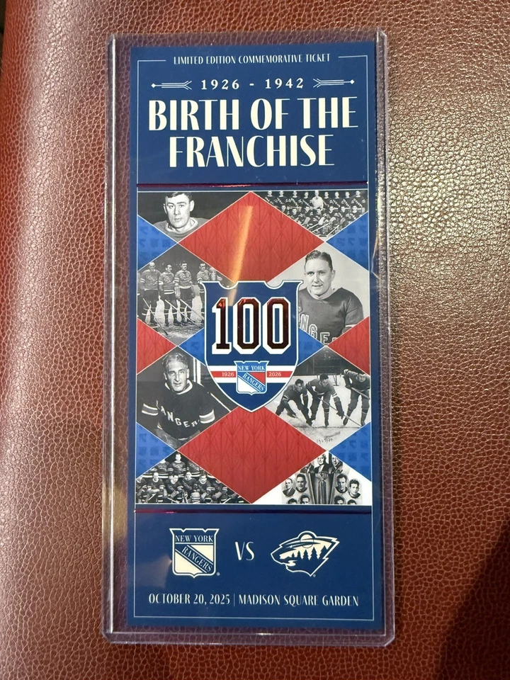 Pacote com 2 ingressos para a noite do centenário do NY Rangers MSG SGA 11/8/25 e 20/10/25  - Imagem 2 de 2