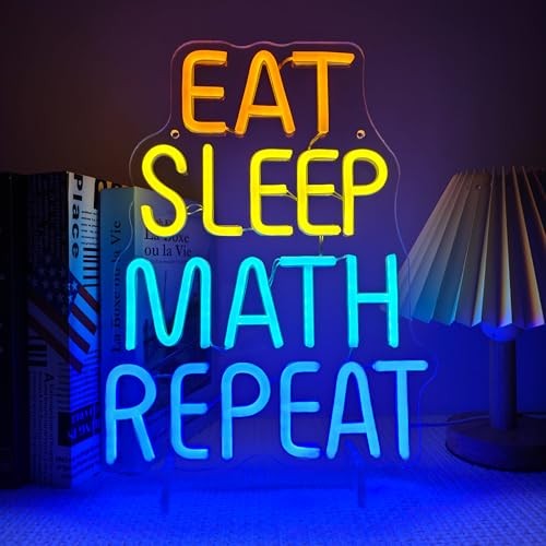 Eat Sleep Math Repeat LED Neon Sign Fun & Motivational Decor for Math ...