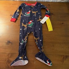 Carter's Blue Reindeer Snug Fit Footie Pajama-Size 12 months NEW 20