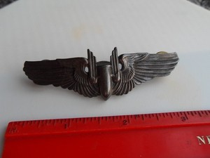 WW2 Army Air Force Aerial Gunner Wings 3"  Sterling rarer clutch back