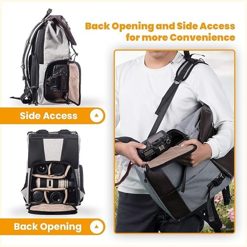 Mochila de cuero para cámara TARION impermeable - Bolsa para cámara con acceso lateral IPX5 - Imagen 12 de 12