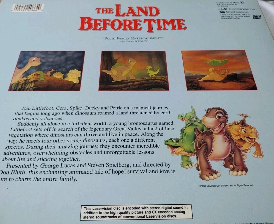 The Land Before Time Laserdisc Color Dinosaur 🦕Play Stereo 1989 Lucas/Spielberg - Image 2 of 2