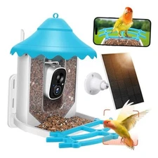 2K HD Smart Bird Feeder Camera with Solar Power, AI Bird Species ID, Auto 
