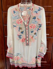  Stunning NWT Johnny Was L Gracie Embroidered Tunic Top
