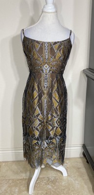 BCBG Maxazria Womens Gold Silver Black Size 4 NWT!! $448 Roaring 20 s Style