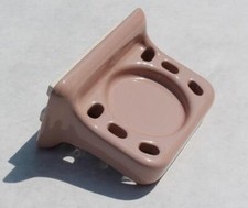 Vintage Toothbrush Cup Holder Pink Mauve Mocha Ceramic Tile-In Bathroom