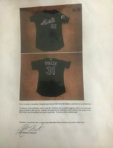 Mike Piazza 2003 Game Worn New York Mets Home Alternate Jersey Dave Miedema LOA - Picture 5 of 5