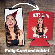 Enfriador de latas de cumpleaños personalizado, divertida foto personalizada novia regalo de cumpleaños Coolies