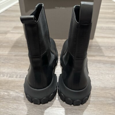 Size 10 Rick Owens Beatle Bozo Tractor Black Leather Chelsea