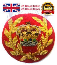 Royal Marines WO2 Mess Dress Badge, Gold Bullion on Red