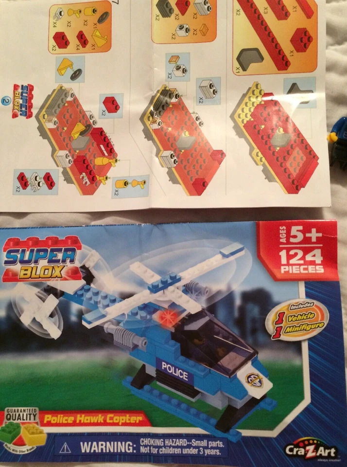 CraZArt SUPER BLOX POLICE HAWK COPTER & Fire Buggy - Image 4 of 4
