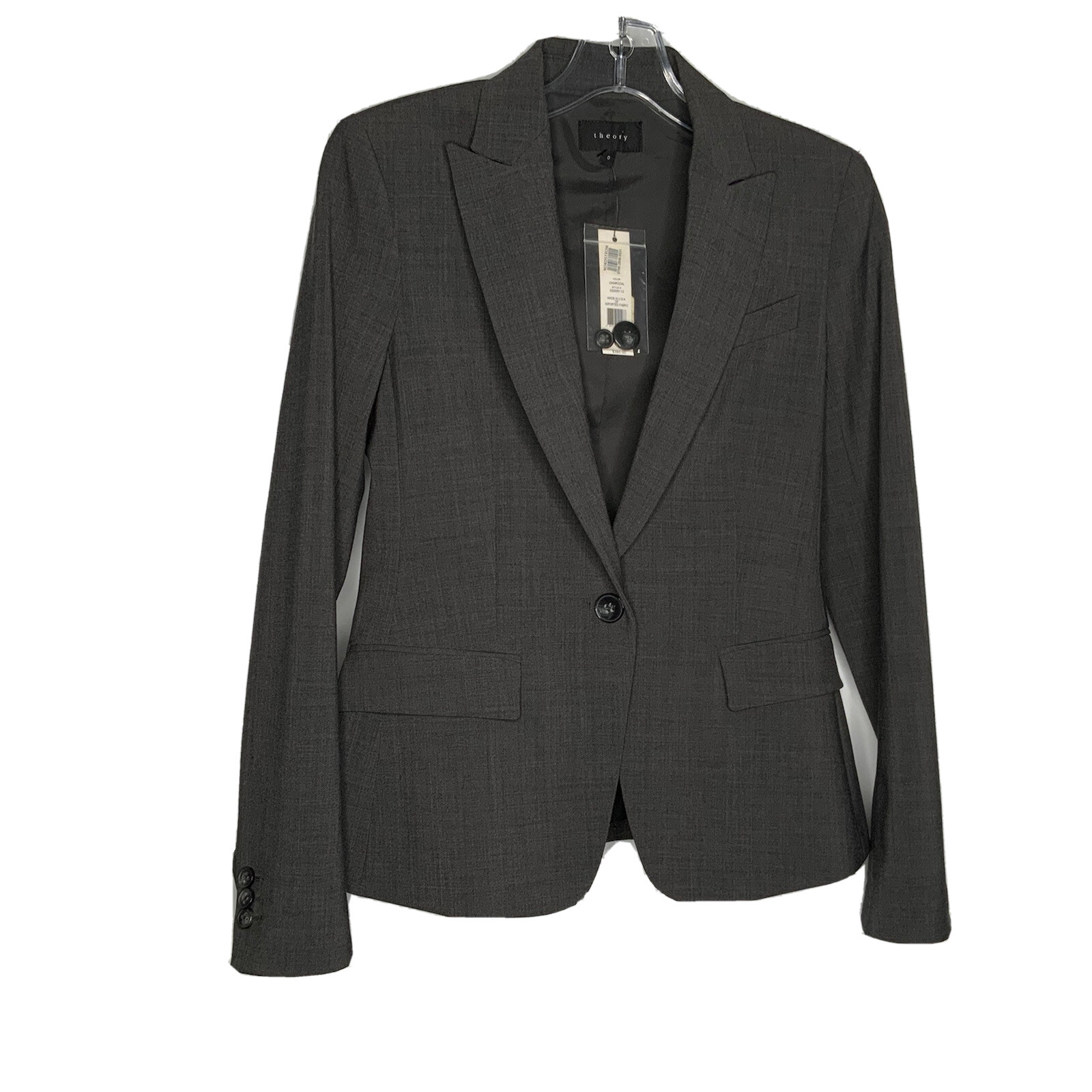 NWT $395 Theory Wool Blend Classic Blazer Size 0 Stretch Office Business Classic