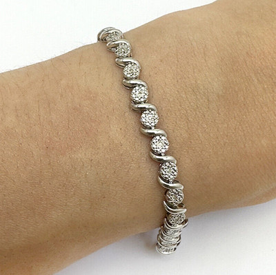 Tennisarmband 0,10 kt echter Diamant Sterlingsilber 7,5 Zoll