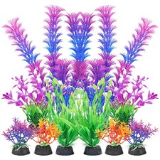 AQUANEAT Artificial Fish Tank Plants, Plastic Aquarium Decorations, 10pcs