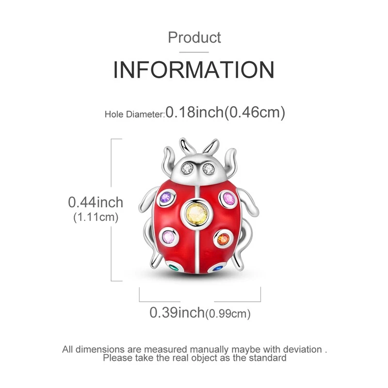 MULA 925 Sterling Silber DIY Charm Glücklicher Frühling Marienkäfer Für Armband - Bild 3 von 4