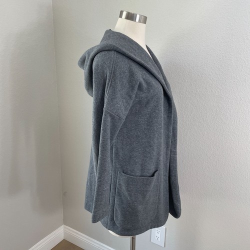 James Perse Womens XS Gray Open Front Hooded Cozy Cardigan Jacket Cotton - Picture 6 of 11