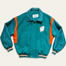 Miami Dolphins Logo 7 Vintage 80's varsity jacket bomber Large made Korea NFL