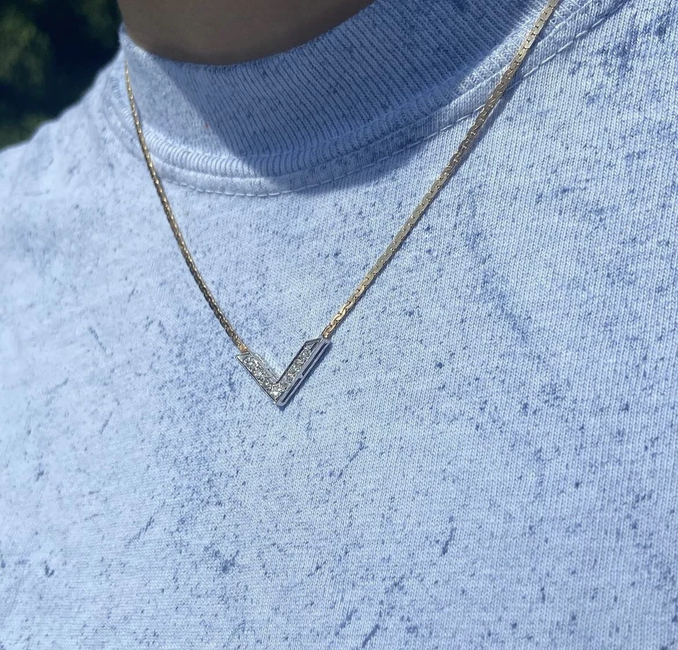 "Collar de cadena serpentina de oro 14K con diamantes - 16"" - 4,62 g - Elegante" Foto 3 de 3