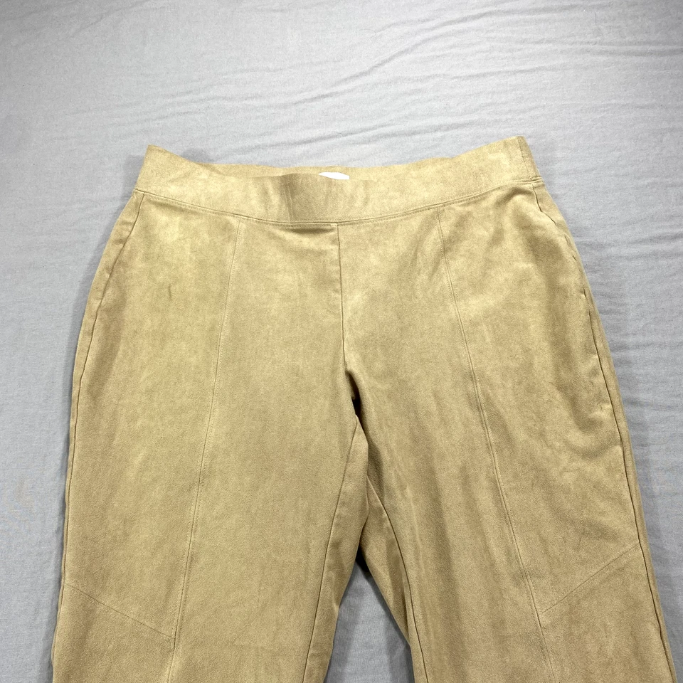 Zenergy By Chicos Pants Womens Size 1 Beige Trisha Faux Suede Trousers 32x27 - Image 3 of 4
