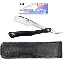 Kai Kasho Captain Prof Folding Straight Barber Razor Leather Case & 20 Blades