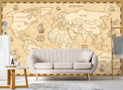 3D Compass A729 World Map Wallpaper Wall Mural Removable Self-adhesive Amy