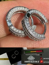 Moissanite Real 925 Silver Small Huggie Hoop Earrings 12mm Mens Ladies Hoops
