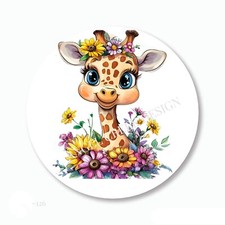 Cute Floral Giraffe Safari Animal Stickers Labels Envelope Seals Party Favors