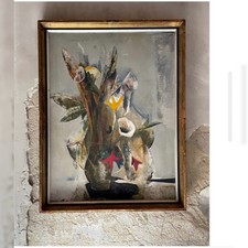 Mid Century Hungarian Modernist Expressionist Still Life Framed Signed Papp Z