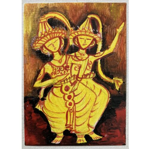 ACEO ORIGINAL PAINTING Mini Collectible Art Card Dancing People Dancers Ooak - Picture 1 of 5