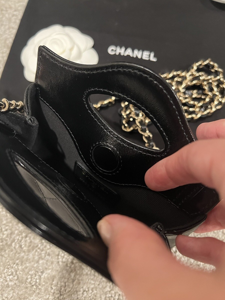 New! Chanel Mini Nano 31 Quilted Clutch With Black Chain Slg