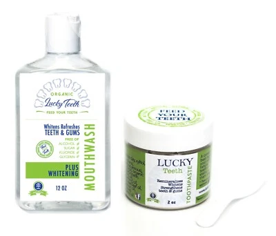 Lucky Teeth Organic Complete PACK - MouthWash + Toothpaste (white)
