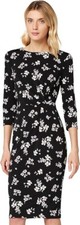 Women Ladies 3/4 Sleeve Midi Bodycon Dress Dark Floral Truth & Fable size XS
