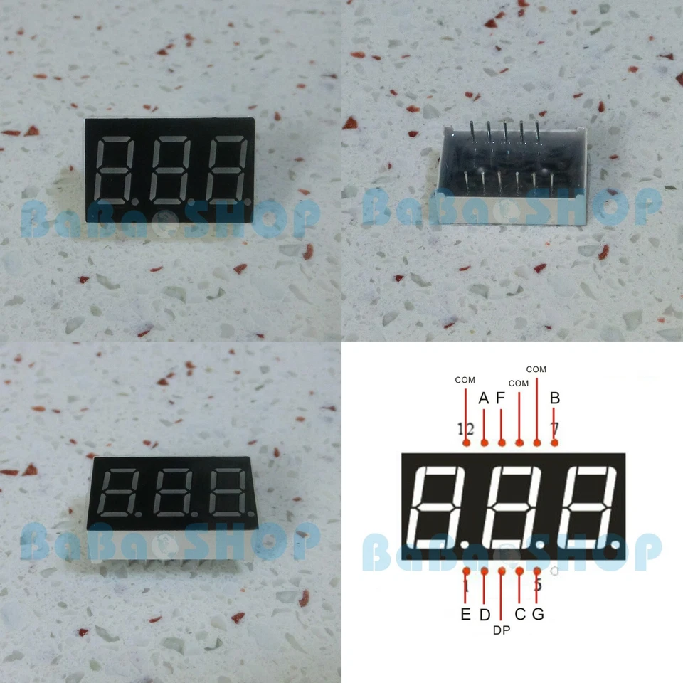 2~100pcs 0.36" 0.36 inch 7 Segment Display Blue LED 3 Digit Common Anode Cathode - Image 2 of 4