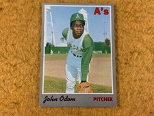 W8-67 BASEBALL CARD - JOHN ODOM - OAKLAND ATHLETICS - 1970 TOPPS - CARD #55